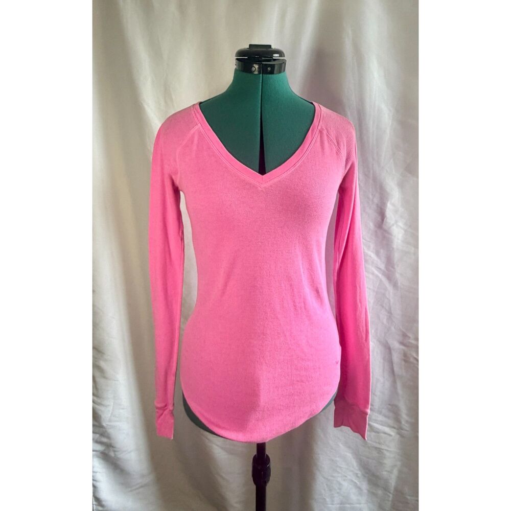 Victoria's Secret PINK waffle-knit thermal long-sleeve top in pink